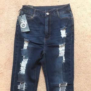 Distressed Dark wash Denim Jeans